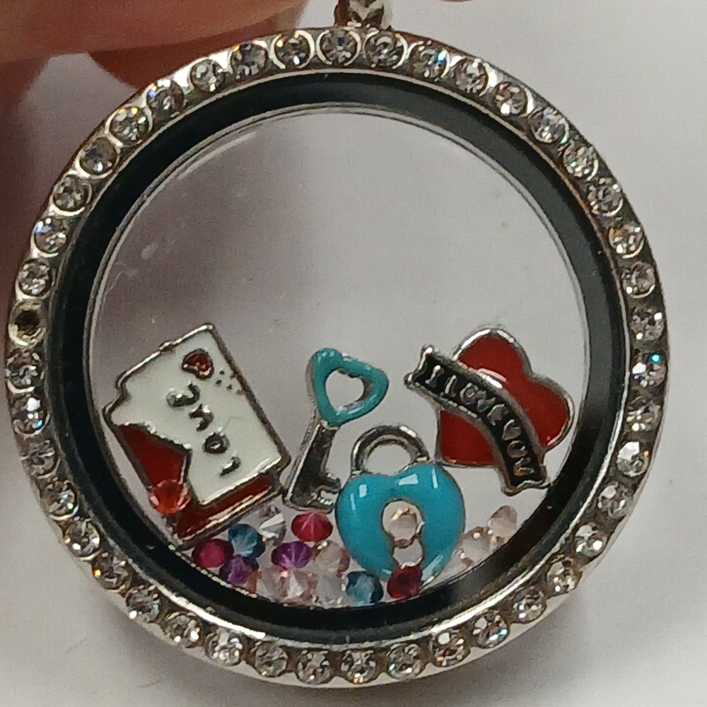 Crystal-Embellished Locket Pendant